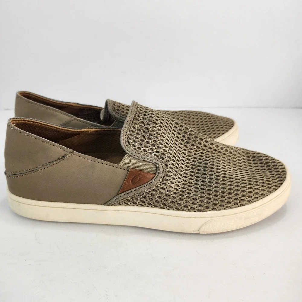 Olukai Pehuea Women's Casual Comfy Breathable  Slip-On Taupe Sneakers‎ Size 8.5